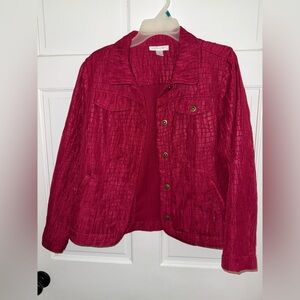 Christopher & Banks Vibrant Pink Croc-Textured  Jacket